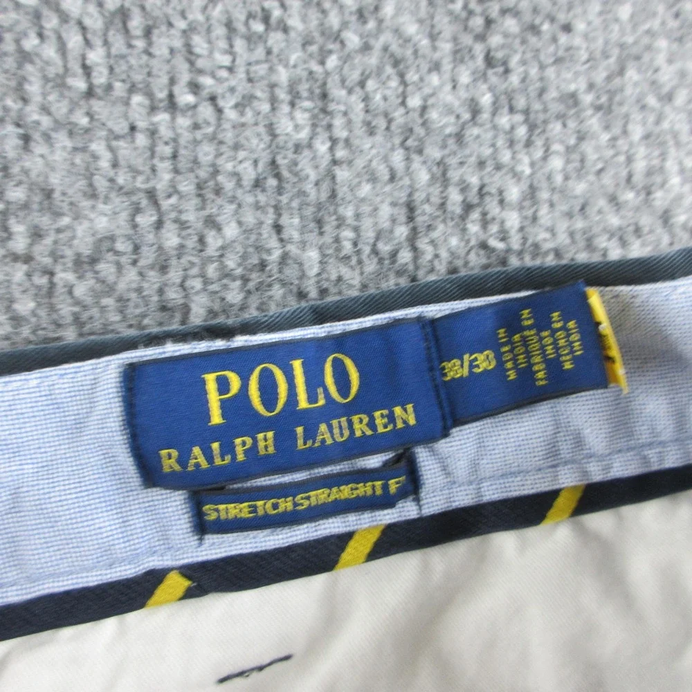 Polo Ralph Lauren Pants Mens 38x28 Gray Stretch Straight Chino Casual Preppy‎